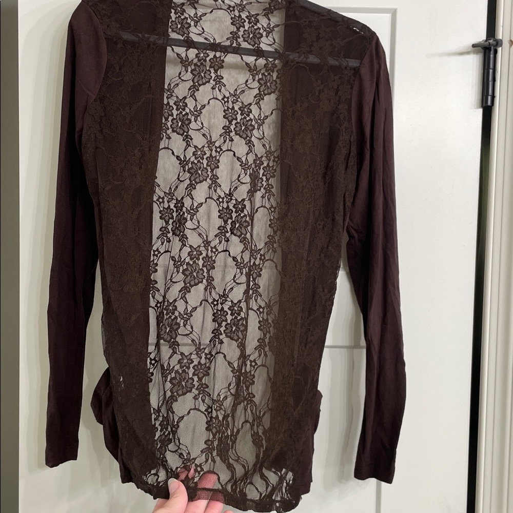 Maurices Chocolate Lace Overlay Top - Picture 4 of 4